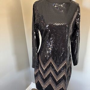 Express Medium black Dress with gold and black sequins